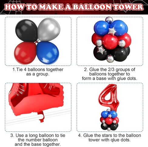 Spider 3rd Birthday Decorations for Boys, Royal Blue Black Red Silver Balloon Garland Arch Kit with 40 Inch Red Number 3 Balloon Tower, Spider 3rd Birthday Balloons for Kids Superhero Theme Party in Saudi Arabia