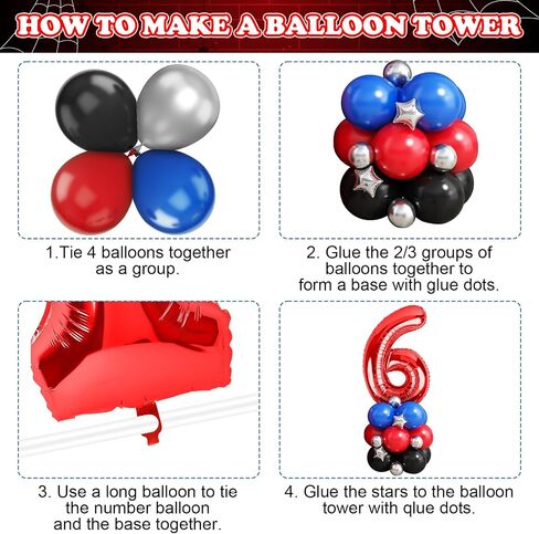 Spider 3rd Birthday Decorations for Boys, Royal Blue Black Red Silver Balloon Garland Arch Kit with 40 Inch Red Number 3 Balloon Tower, Spider 3rd Birthday Balloons for Kids Superhero Theme Party in Saudi Arabia