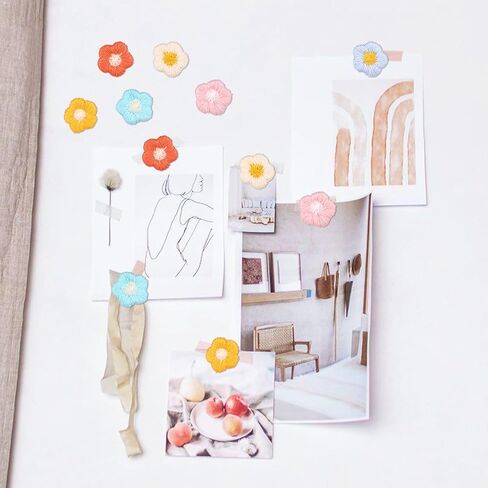 Flower Tacks Decorative Pushpins, 60PCS Bulletin Board Flowers Thumb Tacks Decorative Florest Push Pin, Embroidered Flower Push Pins for Cork Board Bulletin Board Photo Wall Map Home Office in Saudi Arabia