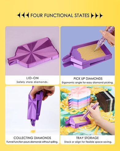 Silky Diamond Painting Tray with Lid, Diamond Painting Accessories, Diamond Art Tray with Prismatic Shine Lid, Diamond Art Accessories and Tools for 5D Diamond Painting Beads, Silky Violet in Saudi Arabia