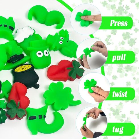 St Patrick's Day Mochi Squishy Toys 32 Packs Mini Cute Squeeze Toy Stress Reliever Anxiety Packs for St Patricks Day Party Favors Students Classroom Prizes Exchange Gift in Saudi Arabia
