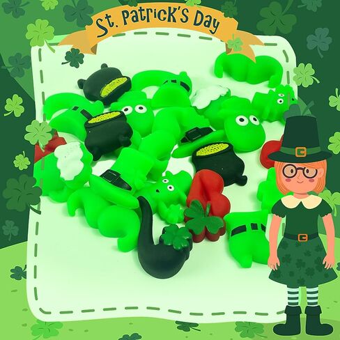 St Patrick's Day Mochi Squishy Toys 32 Packs Mini Cute Squeeze Toy Stress Reliever Anxiety Packs for St Patricks Day Party Favors Students Classroom Prizes Exchange Gift in Saudi Arabia