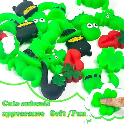 St Patrick's Day Mochi Squishy Toys 32 Packs Mini Cute Squeeze Toy Stress Reliever Anxiety Packs for St Patricks Day Party Favors Students Classroom Prizes Exchange Gift in Saudi Arabia