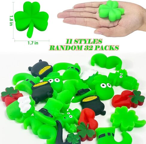 St Patrick's Day Mochi Squishy Toys 32 Packs Mini Cute Squeeze Toy Stress Reliever Anxiety Packs for St Patricks Day Party Favors Students Classroom Prizes Exchange Gift in Saudi Arabia