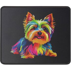 Colorful Yorkie Terrier Dog Mouse Pad Cute Puppy Dog Lover Gifts - Dad, Mom Gifts for Dog Owner, Pet Lovers - Funny Animal Mouse Mat 9.5 Inch for Office/Home