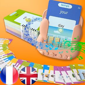بطاقات فلاش الناطقة الفرنسية للأطفال - بطاقة تعليمية فرنسية إنجليزية ثنائية اللغة للأطفال الصغار من سن 3 إلى 12 عامًا، وضع الاختبار، 510 كلمة مرئية، خطاب جيب مسموع، ألعاب حسية للتوحد، هدايا للأولاد والبنات