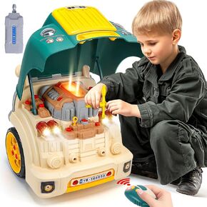 skirtoy Large Truck Engine Toy,Kids Mechanic Repair Set,Big Truck Builder Kit with Light and Sound,Take Apart Toys for Boys,Toy Trucks for Boys Age 4-7,Birthday Gift for Boys Girls