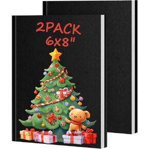 Utron 2PCS Hardcover Blank Book, 6 x 8in Autograph Book, Blank Books 80 Pages Each, Hardcover Blank Book for Writing Stories, DlY Creations, Drawing, Writing(Black)
