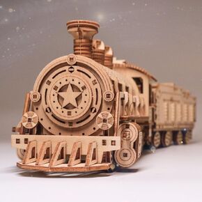 3D Wooden Puzzles, Wooden Puzzles Train for Adults and Teens, Educational Brain Teaser Assembly 3D Model Trains, Gifts for Christmas/Birthday（Luxury Steam Train）