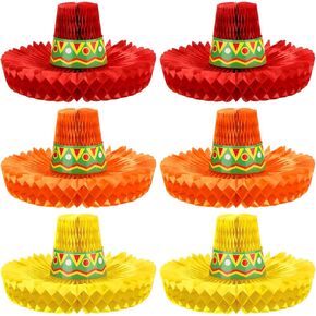 Jetec 6 Pcs Honeycomb Mexican Party Hats - 11.8 Inch Fiesta Decorations for Tables, Mariachi Themed Centerpieces for Cinco de Mayo Parties