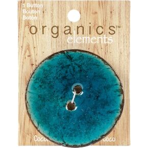 Blumenthal Lansing Blumenthal Organic Elements-Coconut Buttons 2-1/2" 1/Pkg, Turquoise