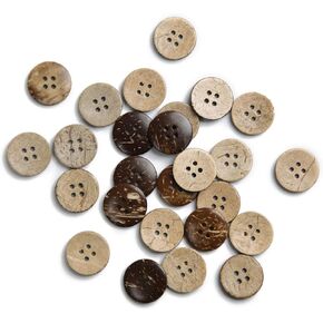 25mm Brown Natural Coconut Shell Buttons 1 inch 4 Holes Button Coconut Shell Buttons for Crafts Sewing Wooden Buttons for DIY Crafts 100PCS