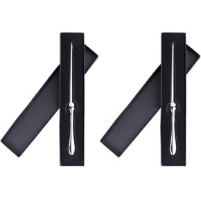 BANCHELLE Letter Opener Envelope Slitter Zinc Alloy Envelope Opener with Black Box (Silver, 9.06 × 0.71 × 0.39 inches), 2 PCS