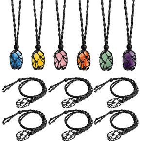 EEEKit 12PCS Empty Stone Cord Rope, Crystal Necklaces Cage Holder for Jewelry Making, Black