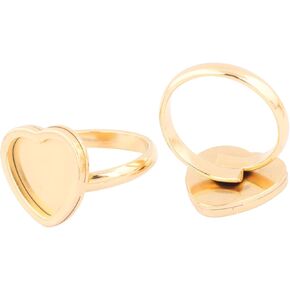 10 قطعة من الفولاذ المقاوم للصدأ قابل للتعديل 12 مللي متر إعدادات قاعدة حلقة كابوشون على شكل قلب لتقوم بها بنفسك إطار إصبع الفراغات لصنع المجوهرات (فولاذ عادي) in Kuwait