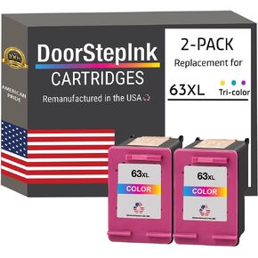 DoorStepInk Remanufactured in The USA Ink Cartridge Replacements for HP 63XL 63 XL Color 2PK for HP Envy 4520 4522 4528 HP Officejet 4652 5252 3834 HP DeskJet 3631 3633 2133