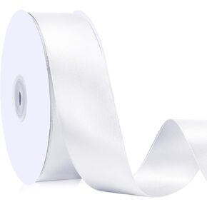 شريط أبيض 1 1/2 بوصة شريط من الساتان مزدوج الوجه لتغليف الهدايا باقة زهور ديكور حفلات الزفاف in Kuwait