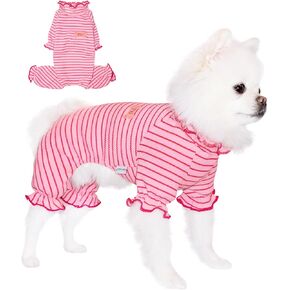 TONY HOBY Dog Pajamas, 4 Legged Dog Pajamas with Wavy Neckline, Pet Jumpsuit Clothes for Small Medium Dog (Pink, L)