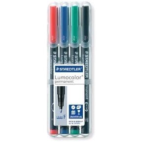 STAEDTLER 2 X Lumocolor Overhead Projection Markers, Fine Point, Assorted, 4 per Set (318-WP4)
