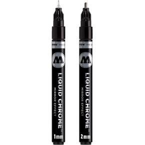 Molotow liquid chrome marker (with special ink for real mirror effect). 2 Piece 1 und 2 mm