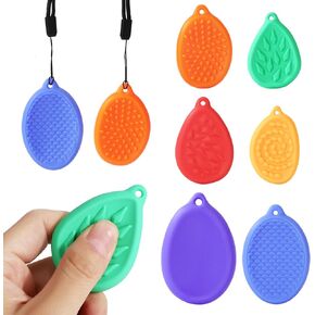 Fidget Toys Sensory Stone for Kids Adults, 6 Pack Soft Silicone Textured Worry Stone Toys with Hanging Hole for Autism Kids Calming, Fidget Stress Toys for Students Anxiety Relief