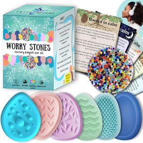 Fidget Toys Sensory Stone:10 Pack with Picking Stone and Mindfulness Scripts,Sensory Fidgets for Kids-Teens-Adults,Fun Party Favors, Classroom Prizes and Sensory Tools for ADHD Autism