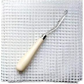 tegongse 19 X 19 in Rug Making Canvas Mesh, Latch Hook Included - Blank Rug Hooking Mesh Latch Hook Carpet Making Mesh for Embroidery Crafts Decoration