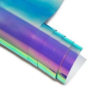 Holographic Heat Transfer Vinyl- 12" x 12'' 4 Sheets Holographic HTV for Shirts, Pillow, Holographic Iron on Vinyl for Heat Press Machine, Matellic Sheen, Easy to Cut & Weed