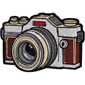 Vintage Camera Iron On Patch – 2.5 inches, Cool Colorful Retro Patches Camera – Embroidered Iron On/Sew On Patches