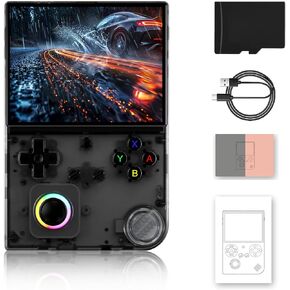 RG40XX V Handheld Game Console,4.0 Inch IPS Screen with 16 Colors RGB Colorful Light Control Joystick,Linux System Games Consoles,Built-in 64GB Card,Support TV Output Casual Game Console(White)