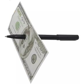 MilesMagic Magician's Pen Through Paper, Dollar, Bill, Poker Card Ultimate Money Penetration Misled Gimmick for Close Up Easy Mystery Magic Tricks, Black