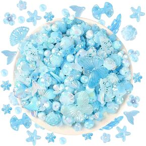 Keaziu 50PCS Butterfly Bow Flower Embellishments Mulitycolor Resin Embellishments Butterfly Decors for Bracelet Earring Necklace DIY Making Supplies Crafts Scrapbooking Party Home Decor (Blue)