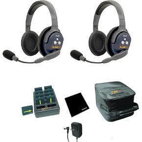 Eartec Ultralite PRO16 ETP2D Full-Duplex Professional True Wireless Intercom System Bundled with Cleaning Cloth 2-Double Headsets (2.4 GHz)