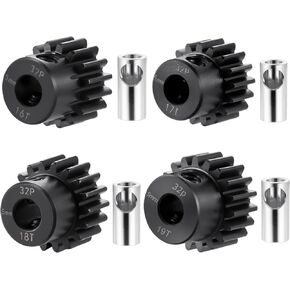 4Pack Steel 32P 5mm Pinion Gear Sets 16T 17T 18T 19T fit 5mm Shaft for HPI Kyosho Losi Axial Tra-xxas Tamiya 1/8 1/10 RC Car Monster Truck Buggy