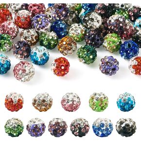 Elecrelive 96pcs 10mm حجر الراين جولة الخرز مختلط اللون ديسكو الكرة الخرز جولة الزاهي الخرز لقلم قابل للخرز اسهم المفاتيح حقيبة سلسلة صنع المجوهرات