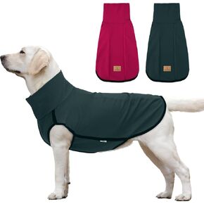 XPUDAC 2 Pack Dog Fleece Sweater Dog Sweatshirt Turtleneck Jacket Warm Stretchy Dog Cold Weather Clothes for Medium Large Dogs-Medium