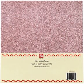 YZH Crafts Glitter Cardstock Paper, No-Shed Shimmer Glitter Papers, Cut Craft and DIY Projects Card stock, Sparkly Paper for Card Making, 12 x 12 Inch, 10 Sheets, 250 GSM (Pink)