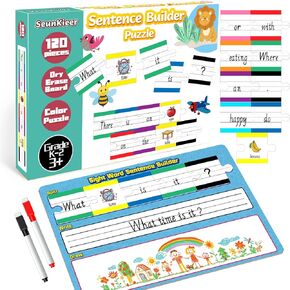 Sentence Building, Sight Word Builder Cards for Early Reading, Speech, Writing, and Language Practice for Kids Kindergarten 1st 2nd Grade Classroom