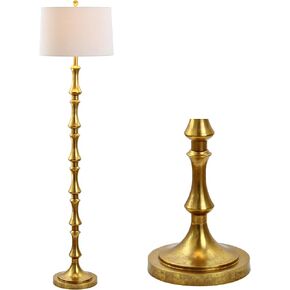 JONATHAN Y JYL4031A Jaxon 62.5 بوصة مصباح أرضي معدني LED، تقليدي، انتقالي، معاصر، مفتاح خطوة القدم، المكتب، غرفة المعيشة، غرفة العائلة، غرفة الطعام، غرفة النوم، المدخل، البهو، ذهبي