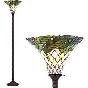 JONATHAN Y JYL8004A Botanical Tiffany-Style 71" Torchiere LED Floor Lamp, Tiffany, Traditional, Art Nouveau Style, Office, Bedroom, Living Room, Family Room, Dining Room, Hallway, Foyer, Bronze