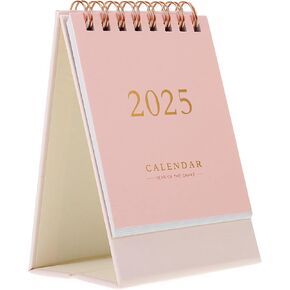 LALAFINA Mini Desk Calendar 2024-2025, July.2024 to Dec. 2025, Standing Flip Desktop Calendar Twin Wire Binding Mini Daily Schedule Planner for Home Office School