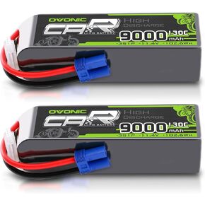 OVONIC 3S LiPo Battery 9000mAh 11.4V High Voltage 130C RC Battery with EC5 Connector (2 Pack)