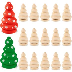20 Pieces Unfinished Wooden Christmas Trees Mini Wooden Christmas Trees Wooden Trees for Crafts Mini Wooden Trees for DIY Arts Crafts Drawing Sculpture Christmas Decor