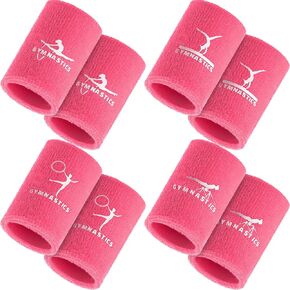 4 Pairs 3.9 Inch Gymnastics Sports Wristbands for Kids Colorful Kids Wrist Sweatbands Polyester Cotton Wrist Bands Sweat Band for Wrist Gym (Blue, Purple, Green, Pink)