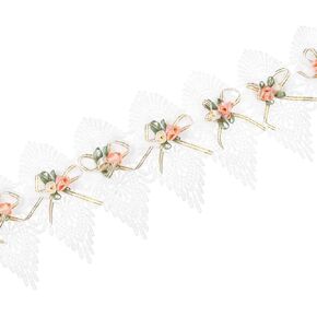uxcell Butterfly Embroidered Lace Edge Trim Ribbon, 2 Yards Polyester Embroidered Lace Trim Fabric Appliques for Wedding Decor Dress Designing DIY Craft 4 Inch Width, White