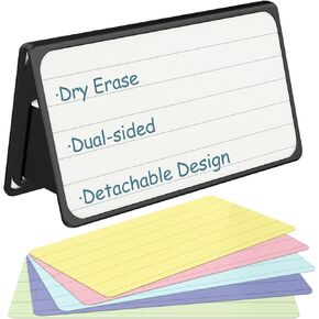 Desktop Mini Whiteboard Dry Erase, Double-side Small Dry Erase Board Foldable with 6pcs Color Dry Erase Board (Black)