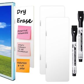2 pcs Dry Erase Monitor Memo Board, Magnetic Dry Erase Multifunction Whiteboard Monitor Side Panel, Desktop Memo Board with 2 Pen