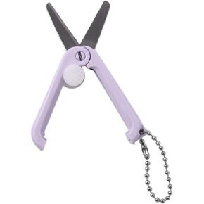 1 Pc Mini Portable Scissors with Key Chain Foldable Pocket Travel Scissors for Cutting Crafting Scrapbooking,Sewing Office Cutting Tools（Purple）