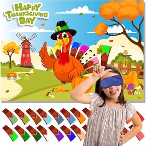 Pin The Tail on The Turkey Game Thanksgiving Party Games for Kids Thanksgiving Games Fall Festival Games for Kids Thanksgiving Turkey Pin Game Turkey Party Supplies Activities