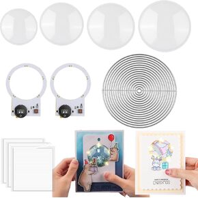 BAOFALI 59PCS/Set 40 Pcs 3D Dimensional Shaker Domes with17Pcs/Set Circles Metal Dies 2 Circular Creative Easy Halo Lights & Easy Lights for DIY Light-Up Christmas Cards Making Scrapbook Decoration
